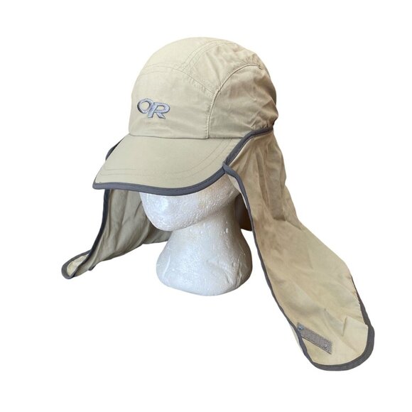 OR Outdoor Research Sun Runner Hat Cap with Neck Cover Kids Small Khaki - Picture 1 of 8